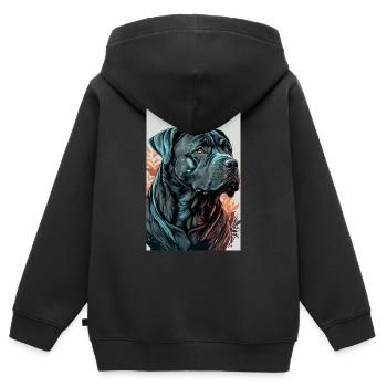 Cane Corso Hund Drawn - Kinder Premium Organic Zip Hoodie - Schwarz - Hinten - AI Model Kid Male (0cm)