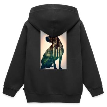 Cane Corso Hund Forest - Kinder Premium Organic Zip Hoodie - Schwarz - Hinten - AI Model Kid Male (0cm)