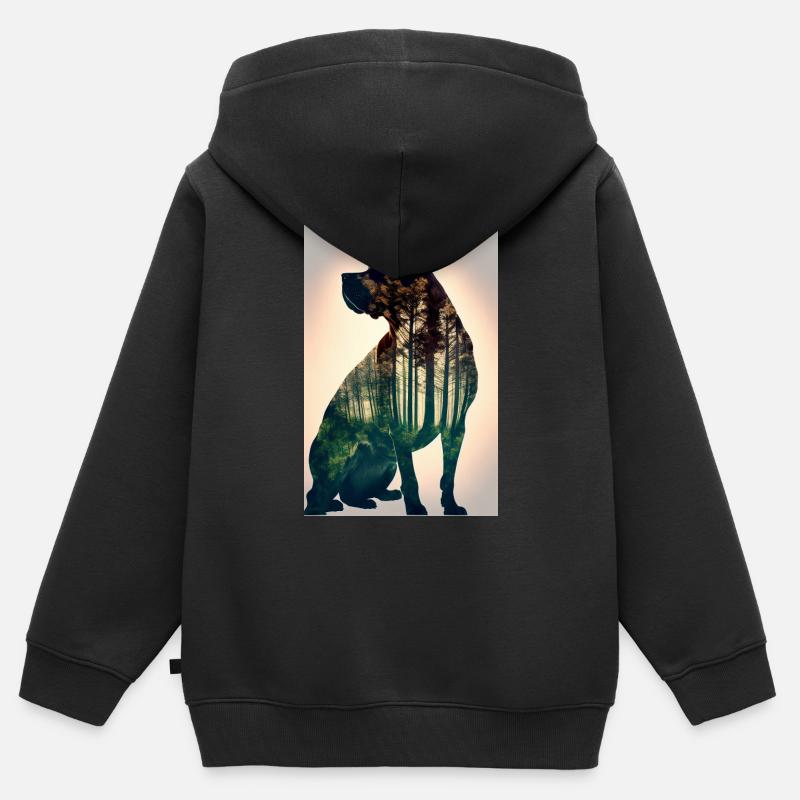 Forêt canine de Cane Corso - Sweat Premium à capuche zippé enfant bio - noir