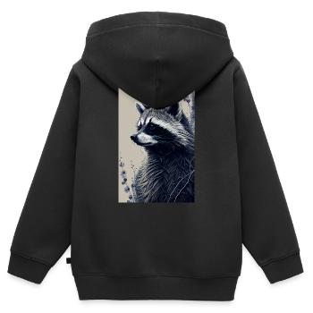 Waschbär Drawing - Kinder Premium Organic Zip Hoodie - Schwarz - Hinten - AI Model Kid Male (0cm)