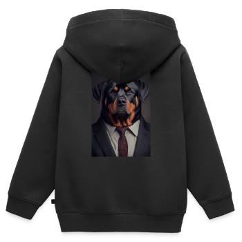 Rottweiler Hund Suit - Kinder Premium Organic Zip Hoodie - Schwarz - Hinten - AI Model Kid Male (0cm)