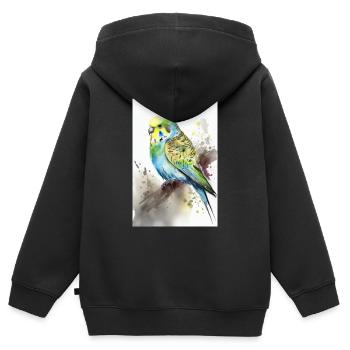 Budgerigar Parakeet Bird Cockatiel - Kids Premium Organic Zip-up Hoodie - black - Back - AI Model Kid Male (0cm)