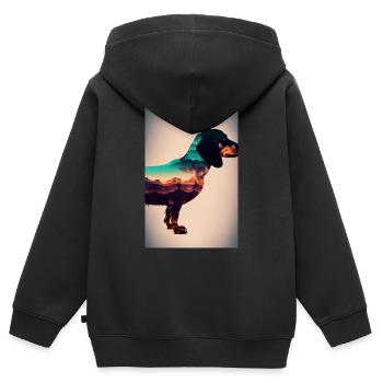 Dackel Hund Retro - Kinder Premium Organic Zip Hoodie - Schwarz - Hinten - AI Model Kid Male (0cm)