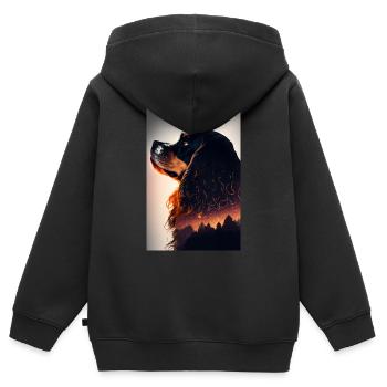 Charles Spaniel Dog Forest - Kids Premium Organic Zip-up Hoodie - black - Back - AI Model Kid Male (0cm)