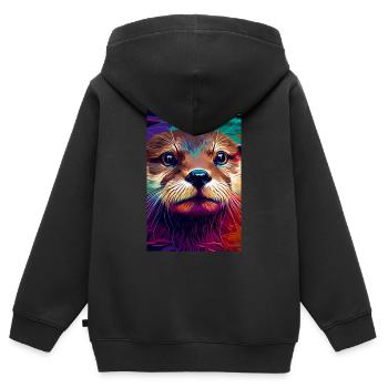 Otter Seeotter Farben - Kinder Premium Organic Zip Hoodie - Schwarz - Hinten - AI Model Kid Male (0cm)