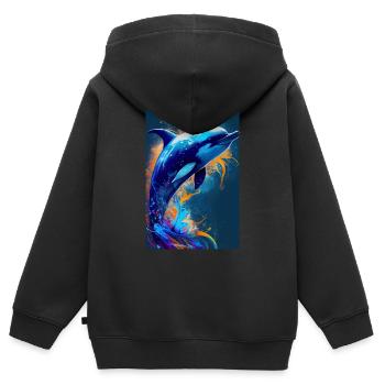 Delfin Meeresfische Delfine Fisch Tier Animal - Kinder Premium Organic Zip Hoodie - Schwarz - Hinten - AI Model Kid Male (0cm)