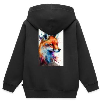 Renard Renards Animal Animal Aquarelle - Sweat Premium à capuche zippé enfant bio - noir - Dos - AI Model Kid Male (0cm)
