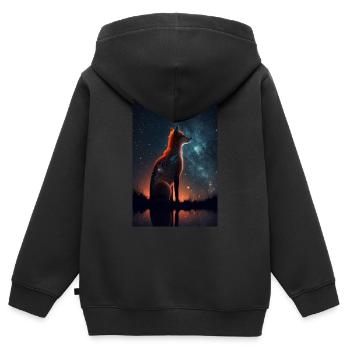 Fuchs Füchse Tier Galaxy Animal - Kinder Premium Organic Zip Hoodie - Schwarz - Hinten - AI Model Kid Male (0cm)