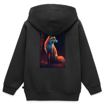 Fuchs Füchse Tier Forest Glowing - Kinder Premium Organic Zip Hoodie - Schwarz - Hinten - AI Model Kid Male (0cm)