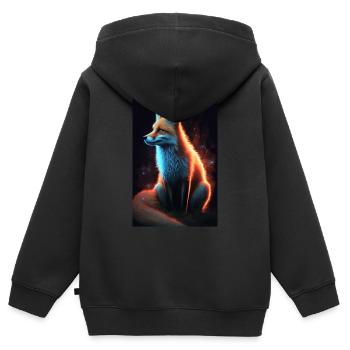 Fuchs Füchse Tier Glowing Night - Kinder Premium Organic Zip Hoodie - Schwarz - Hinten - AI Model Kid Male (0cm)