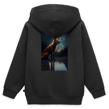 Fuchs Füchse Tier Night Animal - Kinder Premium Organic Zip Hoodie - Schwarz - Hinten - AI Model Kid Male (0cm)