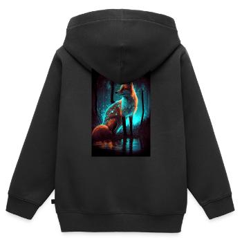 Fuchs Füchse Tier Night Forest - Kinder Premium Organic Zip Hoodie - Schwarz - Hinten - AI Model Kid Male (0cm)