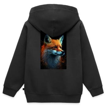 Fuchs Füchse Tier Face Animal - Kinder Premium Organic Zip Hoodie - Schwarz - Hinten - AI Model Kid Male (0cm)