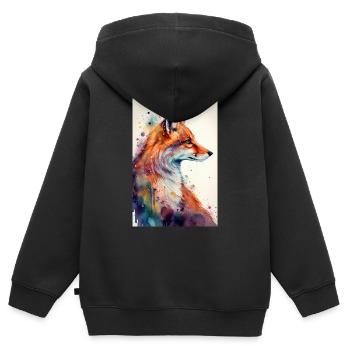 Fuchs Füchse Tier Watercolor Animal - Kinder Premium Organic Zip Hoodie - Schwarz - Hinten - AI Model Kid Male (0cm)