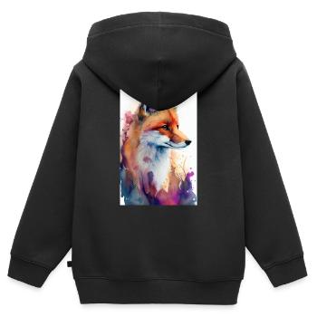 Fuchs Füchse Tier Watercolor - Kinder Premium Organic Zip Hoodie - Schwarz - Hinten - AI Model Kid Male (0cm)