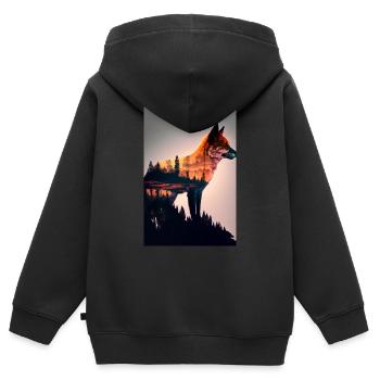 Fuchs Füchse Tier Silhouette - Kinder Premium Organic Zip Hoodie - Schwarz - Hinten - AI Model Kid Male (0cm)