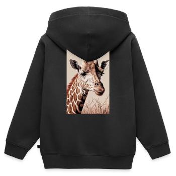 Giraffe Animal Africa Giraffe Animal - Kids Premium Organic Zip-up Hoodie - black - Back - AI Model Kid Male (0cm)