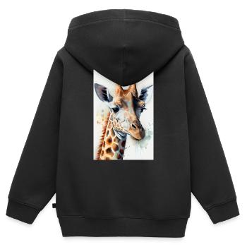 Giraffe Animal Africa Giraffes Watercolor - Kids Premium Organic Zip-up Hoodie - black - Back - AI Model Kid Male (0cm)