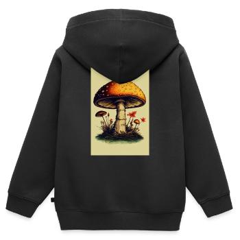 Pilz Pilze Funghi Champignon Hand Drawn - Kinder Premium Organic Zip Hoodie - Schwarz - Hinten - AI Model Kid Male (0cm)