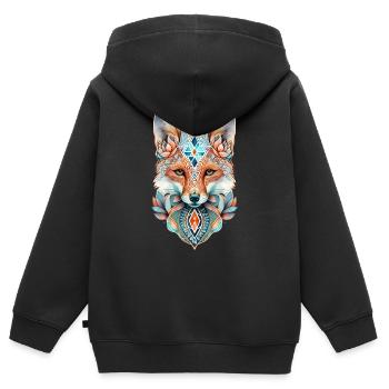 Fox Watercolor Mandala Yoga Forest Animal Spiritual - Kids Premium Organic Zip-up Hoodie - black - Back - AI Model Kid Male (0cm)
