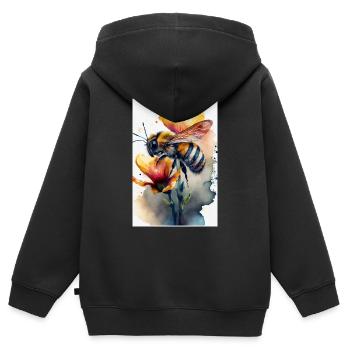 Abeille apicultrice abeille aquarelle - Sweat Premium à capuche zippé enfant bio - noir - Dos - AI Model Kid Male (0cm)