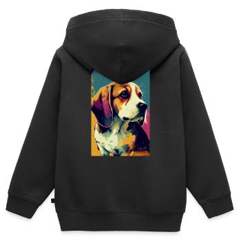 Beagle Hund Pop Art Chien - Sweat Premium à capuche zippé enfant bio - noir - Dos - AI Model Kid Male (0cm)