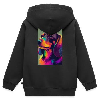 Dachshund Dog Colorful Dog - Kids Premium Organic Zip-up Hoodie - black - Back - AI Model Kid Male (0cm)