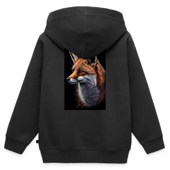 Fuchs Füchse Tier Drawn - Kinder Premium Organic Zip Hoodie - Schwarz - Hinten - AI Model Kid Male (0cm)