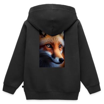 Fuchs Füchse Tier Face - Kinder Premium Organic Zip Hoodie - Schwarz - Hinten - AI Model Kid Male (0cm)