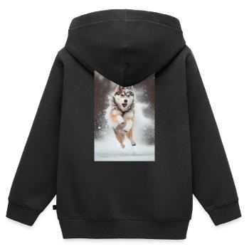 Siberian Husky Dog Snow - Kids Premium Organic Zip-up Hoodie - black - Back - AI Model Kid Male (0cm)