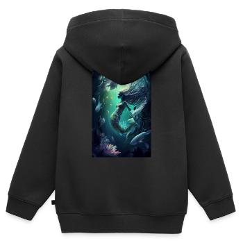 Meerjungfrau Fabel Meerjungfrauen Märchen - Kinder Premium Organic Zip Hoodie - Schwarz - Hinten - AI Model Kid Male (0cm)