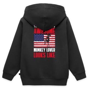 Animaux bananiers nature sauvage - Sweat Premium à capuche zippé enfant bio - noir - Dos - AI Model Kid Male (0cm)