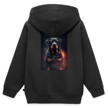 Rottweiler Hund Fire - Kinder Premium Organic Zip Hoodie - Schwarz - Hinten - AI Model Kid Male (0cm)