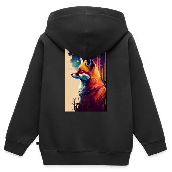 Fuchs Füchse Tier Colorful - Kinder Premium Organic Zip Hoodie - Schwarz - Hinten - AI Model Kid Male (0cm)