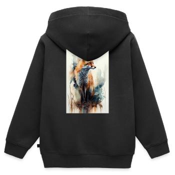Fuchs Füchse Tier Animal - Kinder Premium Organic Zip Hoodie - Schwarz - Hinten - AI Model Kid Male (0cm)