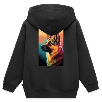 Deutscher Schäferhund Hund Malinois Dogs - Kinder Premium Organic Zip Hoodie - Schwarz - Hinten - AI Model Kid Male (0cm)