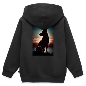 Deutscher Schäferhund Hund Malinois Silhouette - Kinder Premium Organic Zip Hoodie - Schwarz - Hinten - AI Model Kid Male (0cm)