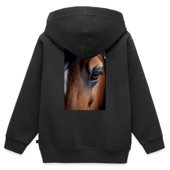 Pferd Pferde Reiten Pferdereiten Sprungreiten - Kinder Premium Organic Zip Hoodie - Schwarz - Hinten - AI Model Kid Male (0cm)