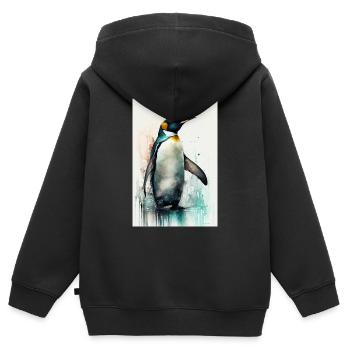 Pinguin Pinguine Tier Colorful - Kinder Premium Organic Zip Hoodie - Schwarz - Hinten - AI Model Kid Male (0cm)