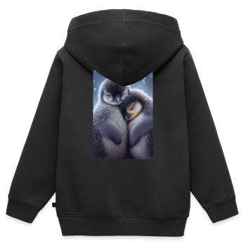 Pinguin Pinguine Tier Cuddle - Kinder Premium Organic Zip Hoodie - Schwarz - Hinten - AI Model Kid Male (0cm)