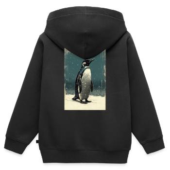 Pinguin Pinguine Tier Vintage - Kinder Premium Organic Zip Hoodie - Schwarz - Hinten - AI Model Kid Male (0cm)
