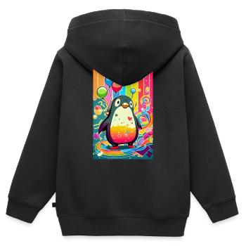 Pinguin Pinguine Tier Kids - Kinder Premium Organic Zip Hoodie - Schwarz - Hinten - AI Model Kid Male (0cm)