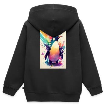 Pinguin Pinguine Tier Rainbow - Kinder Premium Organic Zip Hoodie - Schwarz - Hinten - AI Model Kid Male (0cm)