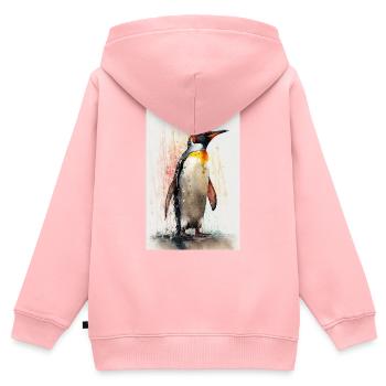 Pinguin Pinguine Tier Watercolor - Kinder Premium Organic Zip Hoodie - Rosa - Hinten - AI Model Kid Female (0cm)
