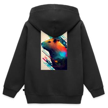 Capybara Wasserschwein Nagetier Tier Colorful - Kinder Premium Organic Zip Hoodie - Schwarz - Hinten - AI Model Kid Male (0cm)