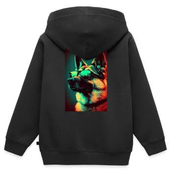 Deutscher Schäferhund Hund Malinois Retro - Kinder Premium Organic Zip Hoodie - Schwarz - Hinten - AI Model Kid Male (0cm)