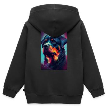 Rottweiler Hund Colorful - Kinder Premium Organic Zip Hoodie - Schwarz - Hinten - AI Model Kid Male (0cm)