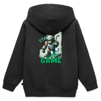 Space Gaming Gamer Monkey - Kinder Premium Organic Zip Hoodie - Schwarz - Hinten - AI Model Kid Male (0cm)