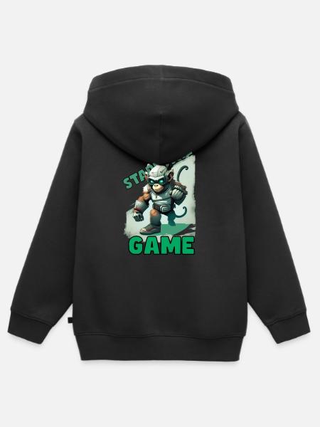 Space Gaming Gamer Monkey - Kinder Premium Organic Zip Hoodie - Schwarz