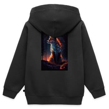 Fuchs Füchse Tier Lighting - Kinder Premium Organic Zip Hoodie - Schwarz - Hinten - AI Model Kid Male (0cm)